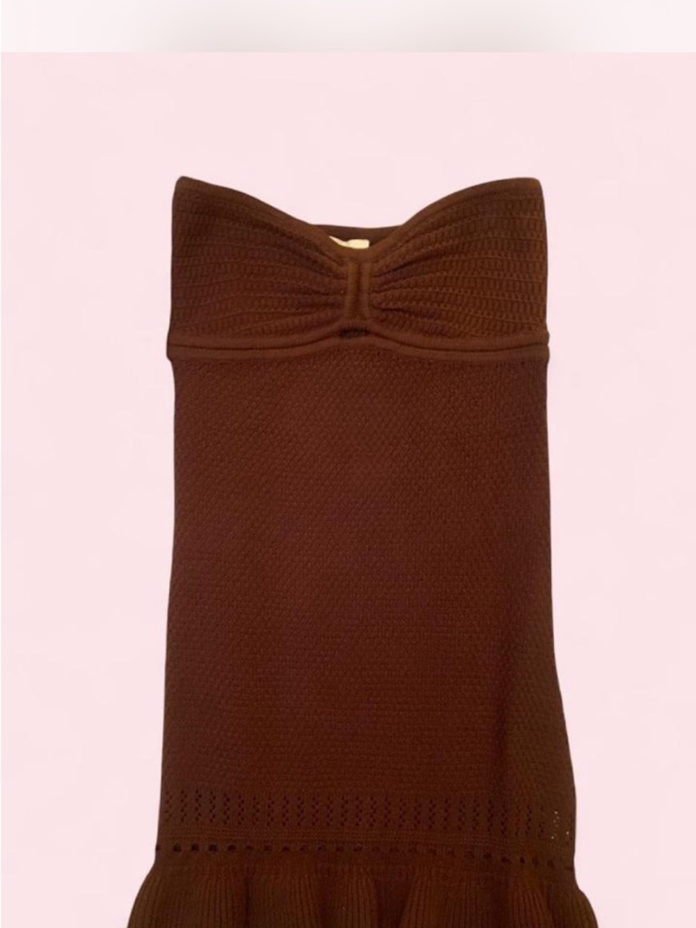 Brown Strapless Knit Dress